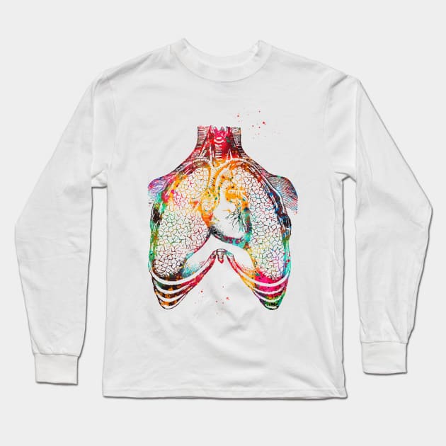 Human heart and lungs Long Sleeve T-Shirt by erzebeth